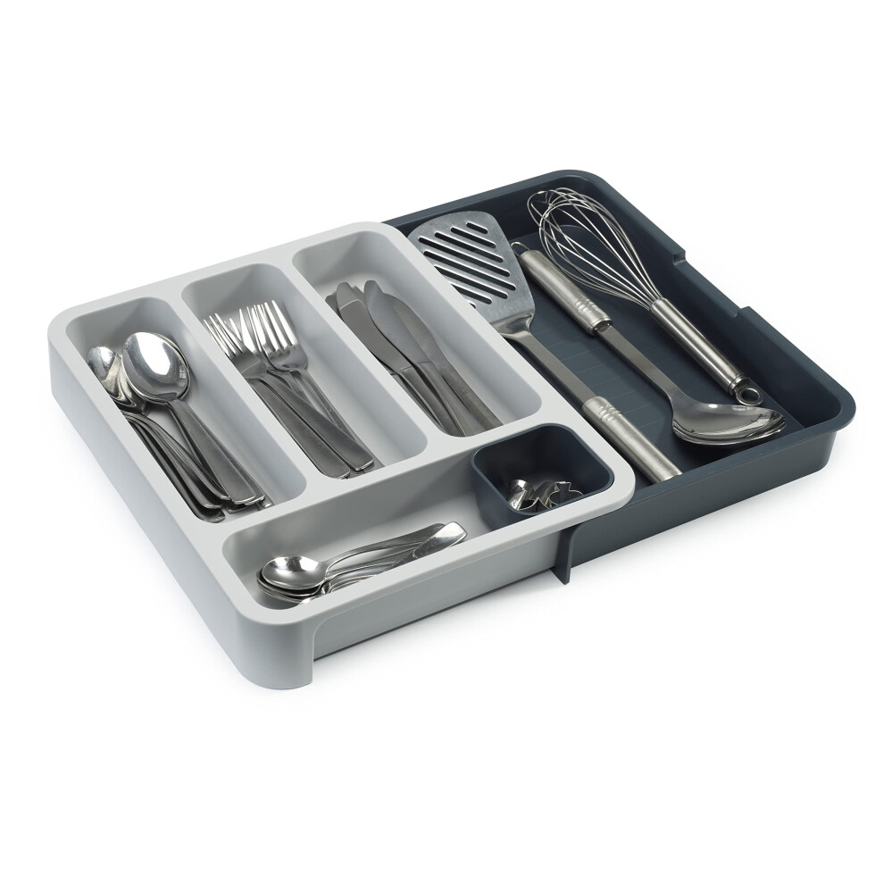 Joseph Joseph Dark/Grey Drawerstore - Expandable Cutlery Tray Drawer Organiser For Kitchen Utensils, Grey