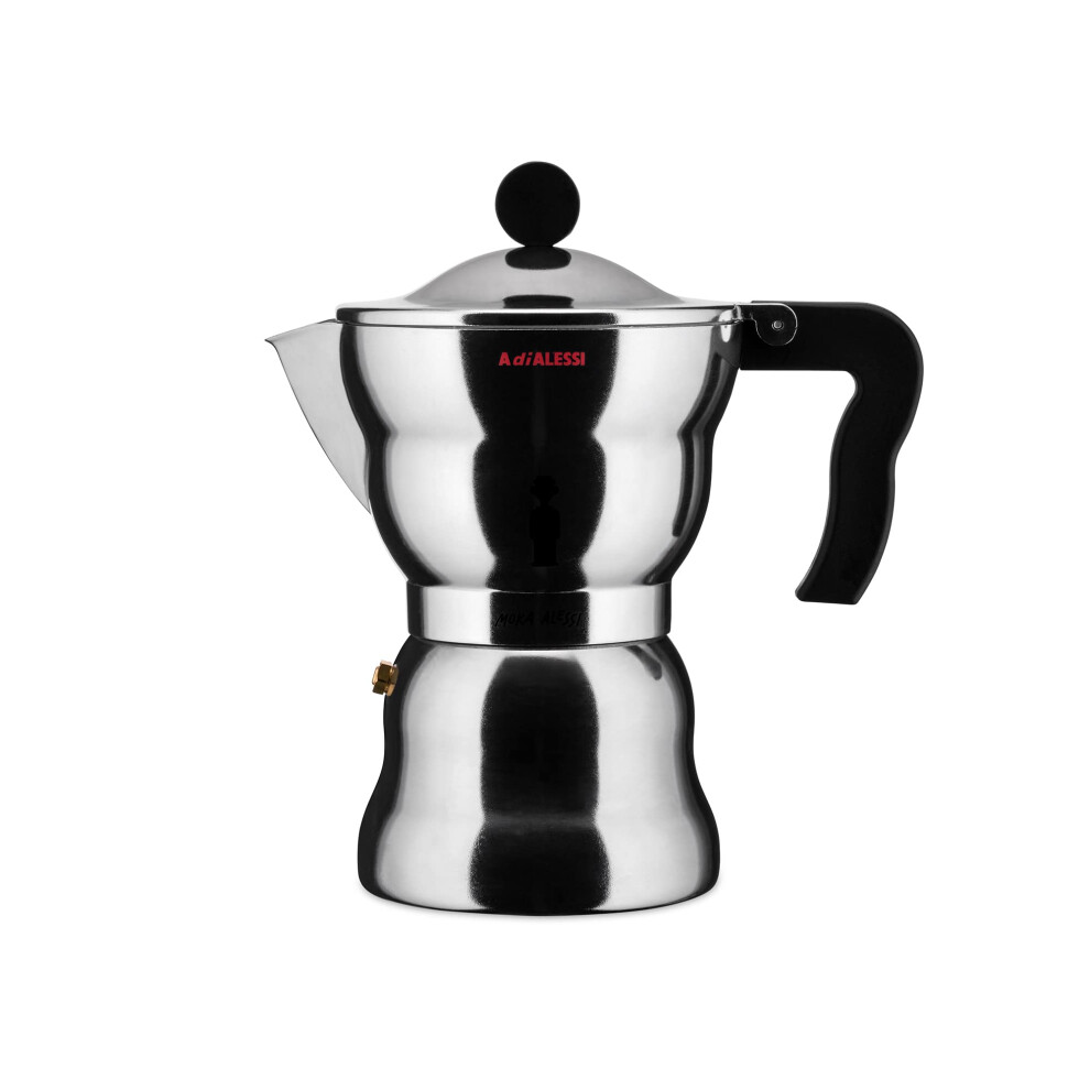 AAM33 / 6 - Design Espresso Coffee Maker, Aluminum Body, Handle and Knob in Thermoplastic Resin, 6 Cups