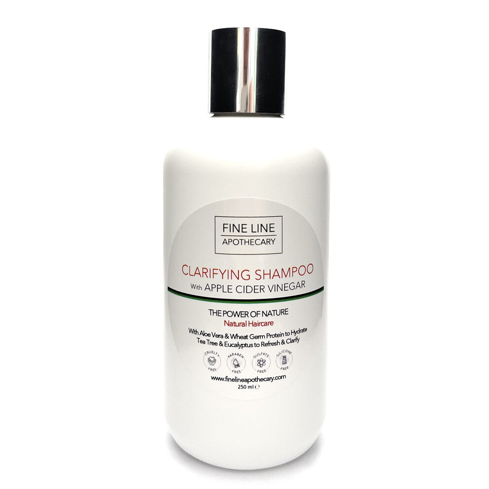 Fine Line Apothecary - Clarifying Shampoo - 99% Natural - Acv, Tea Tree, Eucalyptus. Sulfate/Parabens Free. Gentle, Concentrated. Ph 5.5 For Sensitive Skin. 250Ml