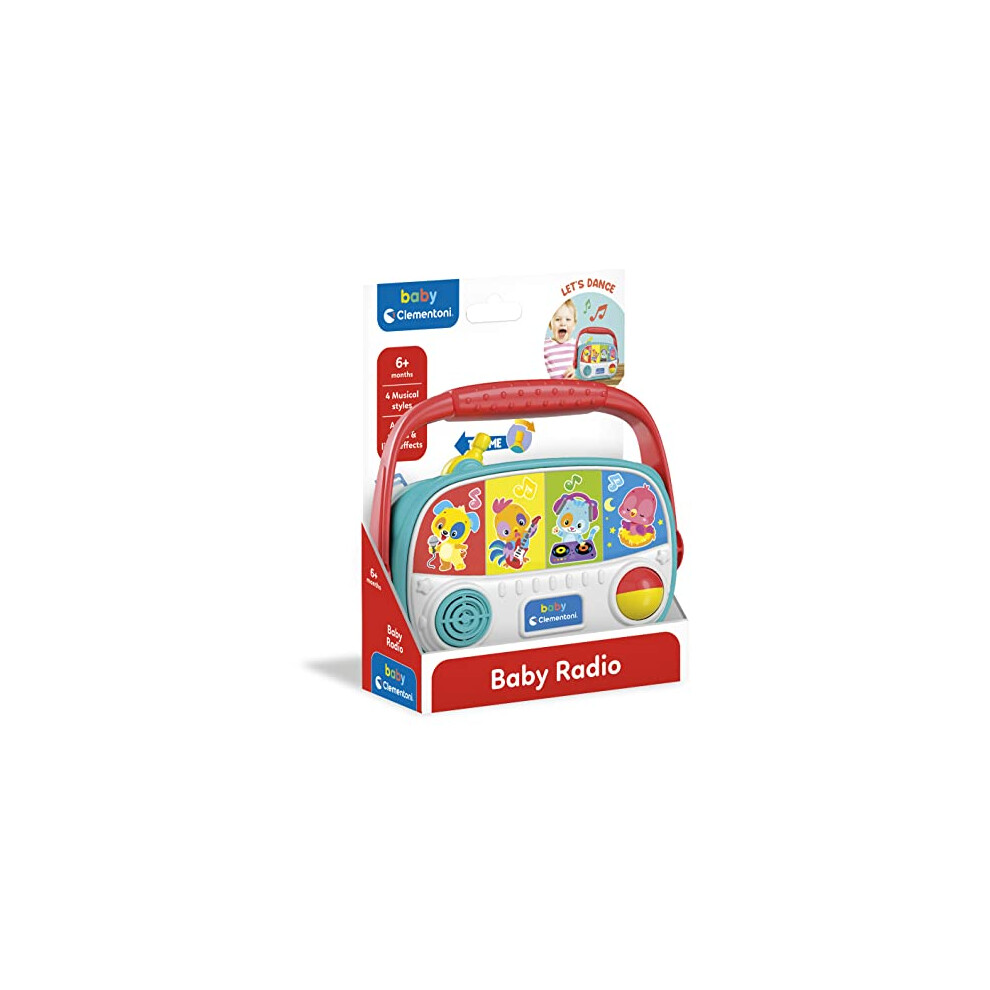 Clementoni 17459 Baby Radio-Interactive Toddler, And Sounds, Learning Infant, Activity Toys 6 Months, Cranberry, 220 Gr Light