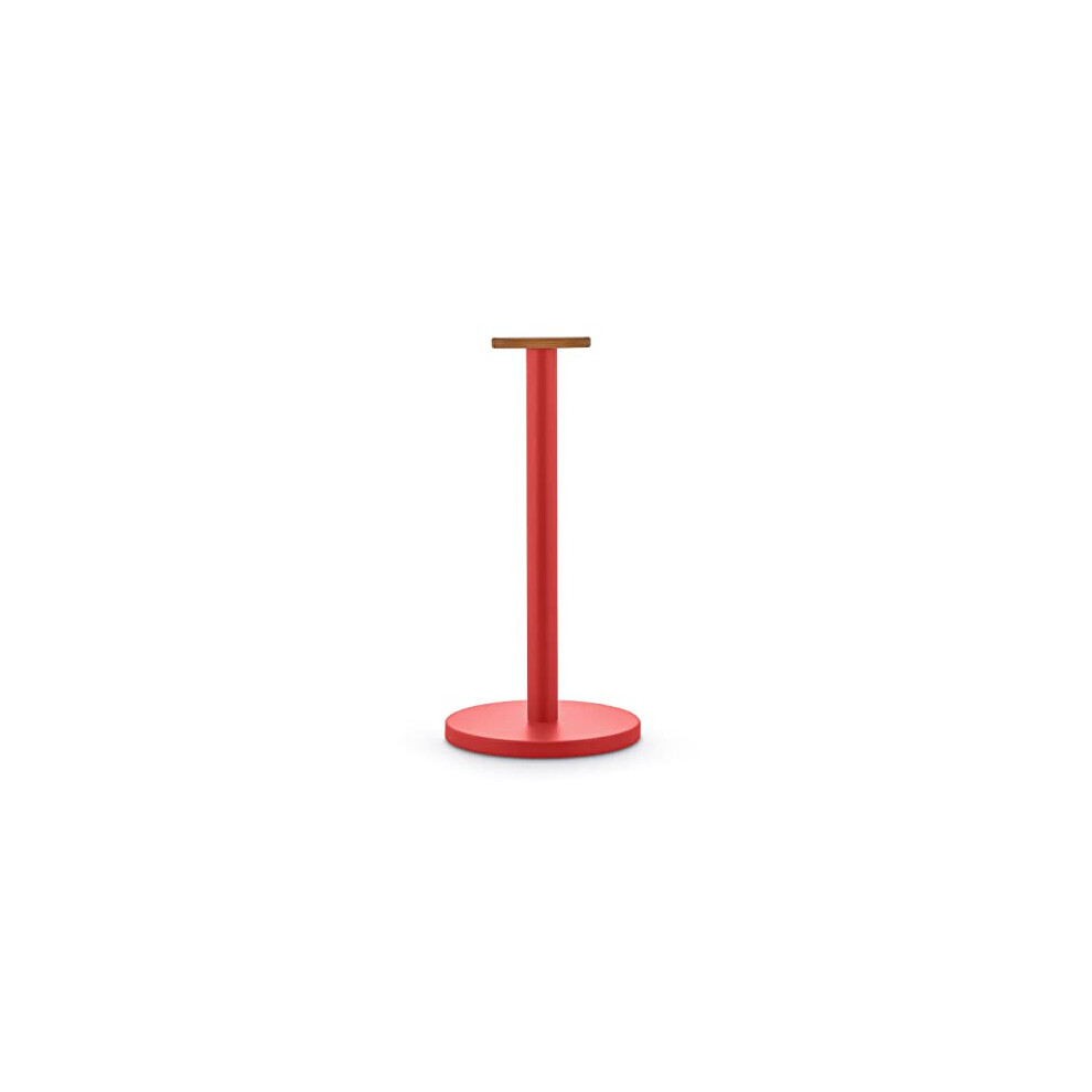 Alessi Mattina Bg05 R - Design Kitchen Roll Holder, In Colo Steel With Epoxy Resin And Knob In Bamboo Wood, Red