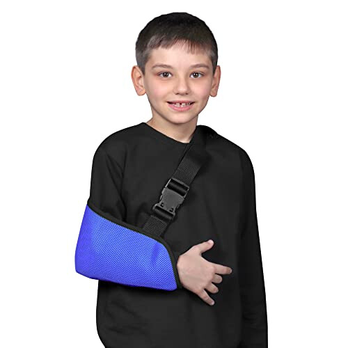 SOLES79 Pediatric Mesh Arm Sling with Padded Shoulder Strap (Blue)