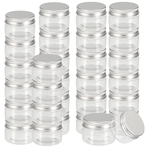 30 Pack 1oz/30ml Column Clear Plastic Jars Small Portable Empty Storage ...