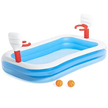 Family Paddling Pool Inflatable Swimming Pool with Basketball Game, Above Ground Pool For Kids and Adults, Outdoor Garden Pool