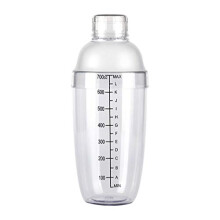 1PC 700CC/24oz Empty Professional Clear Plstic Resin Cocktail Shaker with Scale and Strainer Top Drink Wine Tea Mixer Shaker Cup Bottle for Bar Party