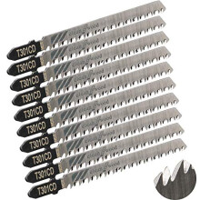 10 Piece Jigsaw Blades Set with Storage Tube. Jigsaw Blade for Cutting Optimized for Cutting Wood, PVC, and Plastic.