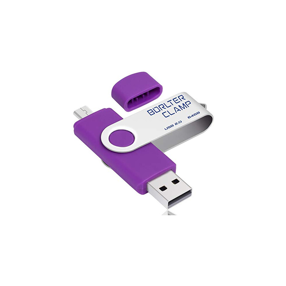 64Gb Memory Stick Dual Usb Flash Drive, Otg Swivel Thumb Drive With Micro Usb Drive Port For Android Smartphone Tablet And Computer (Purple) Purple 822361225973