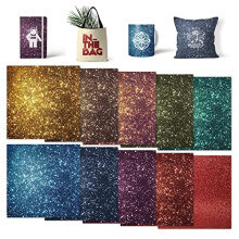 Infusible Transfer Ink Sheets-Glitter-Sublimation Paper for T-Shirts Cup Coasters Mug,10 PCS/Set, 12"x12"(Gold Green Blue Purple Brown)