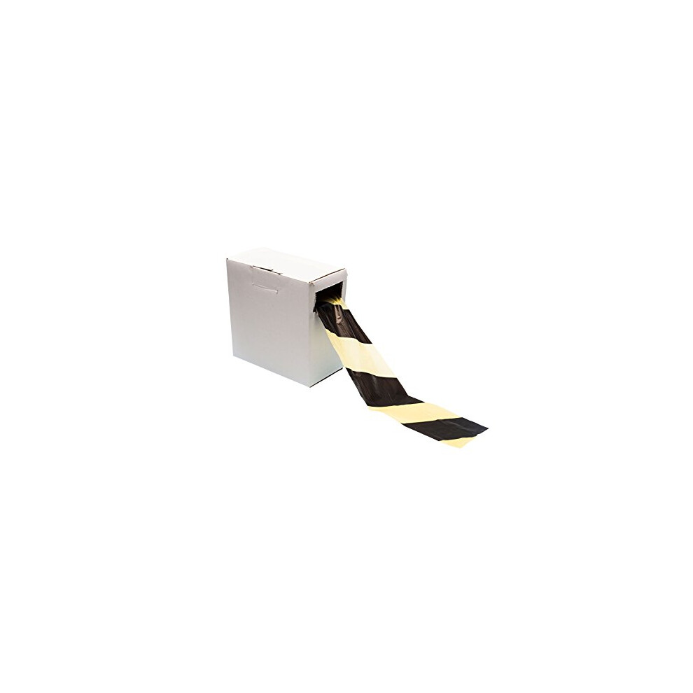 Gocableties Black/Yellow Barrier Tape - 70Mm X 500M - Non Adhesive Warning Box Tape Roll