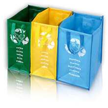 3 Pieces Recycling Waste Bags Set, Fabric, Multicolour, One Size