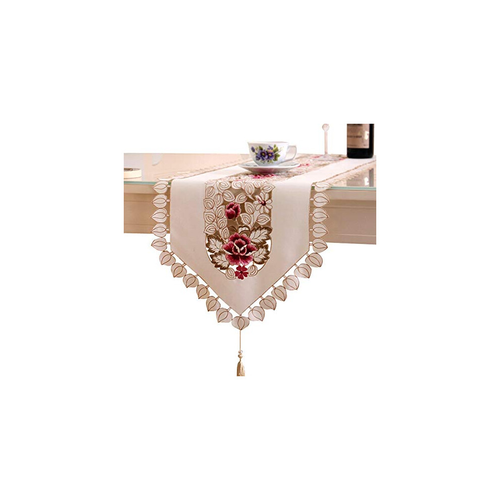 Embroidery Table Runner, Flower Table Runner Decorative Hollow Dining Table Cover and Runner (15.7"*59"(40 * 150cm))