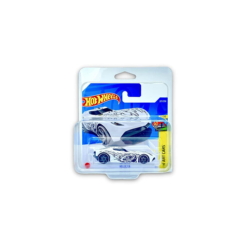 Velocita (White) 10/10 HW Art Cars 2022 - 227/250 (Short Card) *** COMES IN A KLAS CAR KEEPER PROTECTIVE COLLECTORS CASE *** HCW41