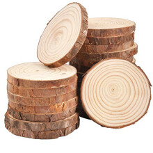 Wood Slices 20 Pcs 8-10cm Natural Wooden Circles Slices NO Hole Unfinished Predrilled Log Discs Wooden Rounds Discs Slices for Art Creation DIY Crafts
