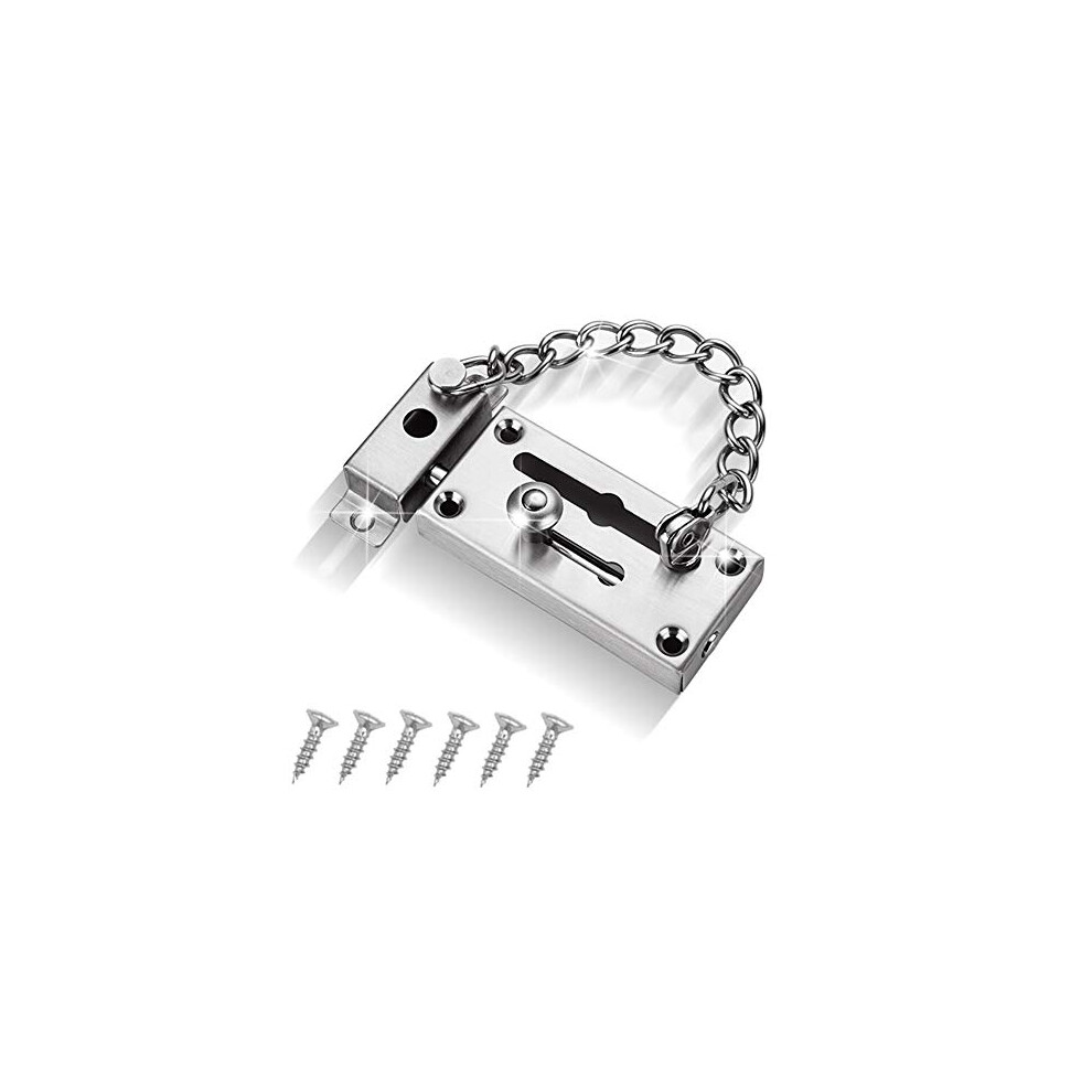 Stainless Steel Slide Bolt with Anti-Theft Chain Internal Door Chain Latch Inside Door Lock Reliable High Security Safety Door Lock