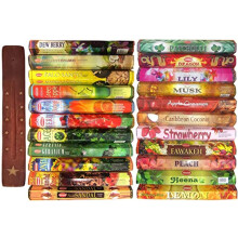 Krishan incense sticks Series 1, incense sticks multipack with Wooden Incense Holder (20 stick x 12 Hexa Pack = 240 Sticks)