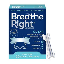 Breathe Right, Nasenpflaster, Clear für empfindliche Haut, Groß, 30 transparente Streifen