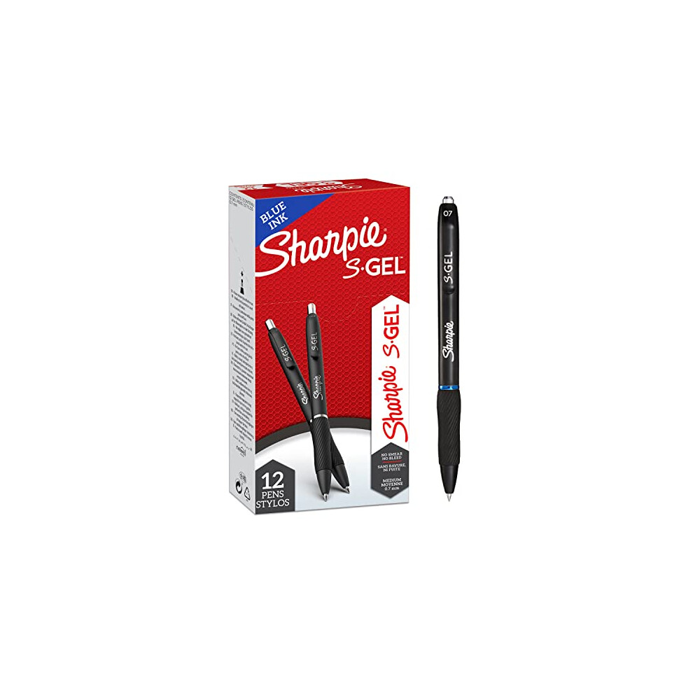 S-Gel | Gel Pens | Medium Point (0.7mm) | Blue Ink | 12 Count