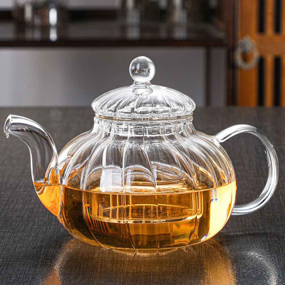 Glass Teapot with Infuser, 600ml Teapot with Glass Strainer for Loose Tea, Heat Resistant Borosilicate Glass Teapot with Removable Infuser, Tea Kettle