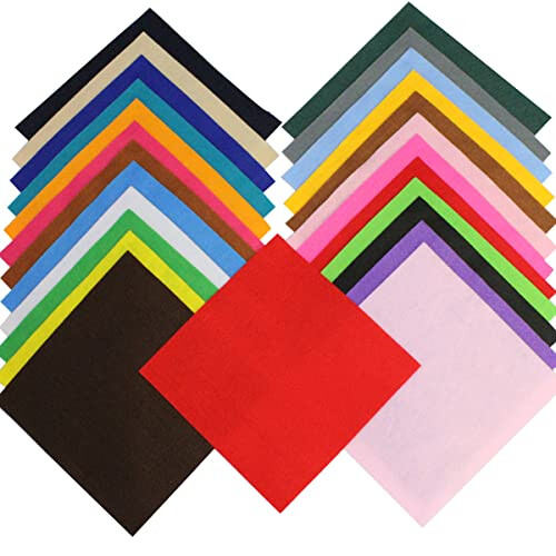 Soft Thick Polyester Texture Felt Square Sheets for Textile Fabrics DIY Craftwork Sewing Patchwork, Arts and Crafts, 50 Colour Sheets in 25 Assorted 1