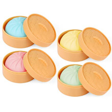 4 PCS Colorful Dumpling Squishy Stress Balls Fidget Sensory Toy,Squeeze Dough Ball Stress Relief Hand Toy,Anti-Anxiety Bun with Food Steamer Stretchy