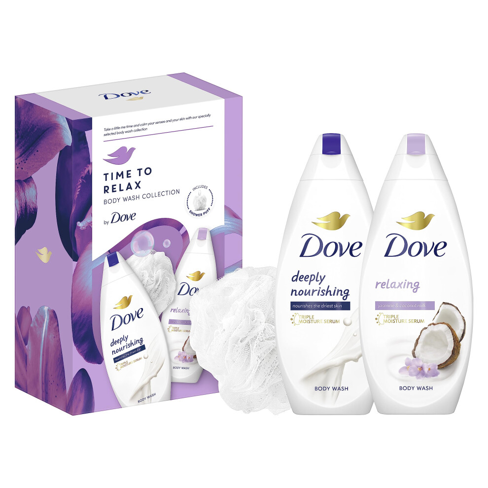 Time to Relax Body Wash Collection Gift Set with a luxury shower puff perfect gifts for her 2 piece