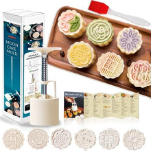 Mooncake-Mould, Bath Bomb Molds, moocake Mold Moon Cake with Mooncake-Recipes (50g -6Pcs(White Circle) A)(Send by UK)