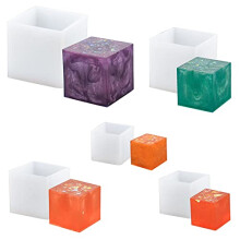 Square Resin Mould, 5 Pieces 5 Sizes of Cube Silicone Moulds, Polymer Clay Moulds, Crafts, Epoxy Resin, Jewellery Making