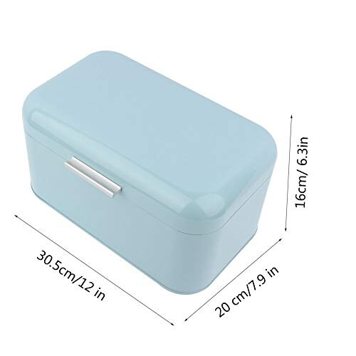 Large Bread Box,Solid Color Retro Metal Bread Bin Box Storage Container for Kitchen Countertop(Blue) 2