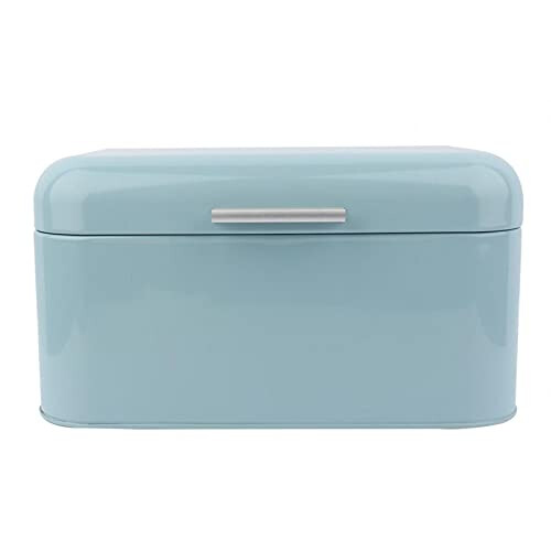 Large Bread Box,Solid Color Retro Metal Bread Bin Box Storage Container for Kitchen Countertop(Blue)
