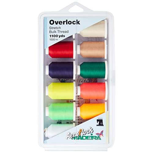 Box: Aeroflock: Overlock Thread: 12 x 1000m: Miniking Spools: Assorted 1