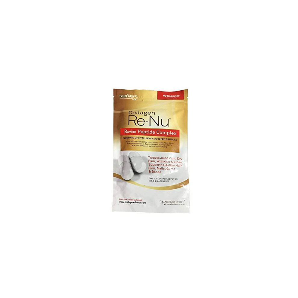 Skin Pep Skinpep Collagen Re-Nu Bovine Liquid Shot - The Anti-Ageing Collagen Bovine Collagen - Collagen Powder (60 Capsules)