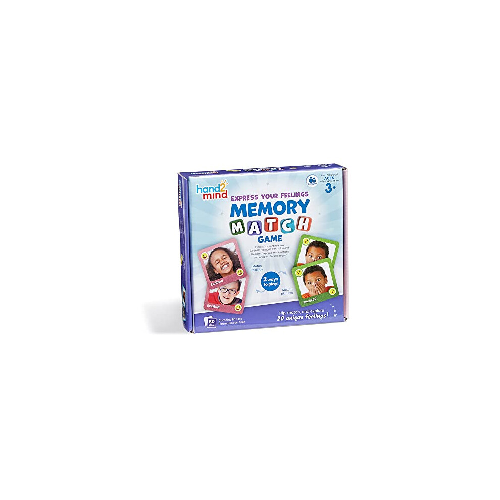 Express Your Feelings Memory Match Game, Emotion Cards for Kids, 80 Tiles, Ages 3+ Matching Card Game, Social Emotional Learning Activities, Play