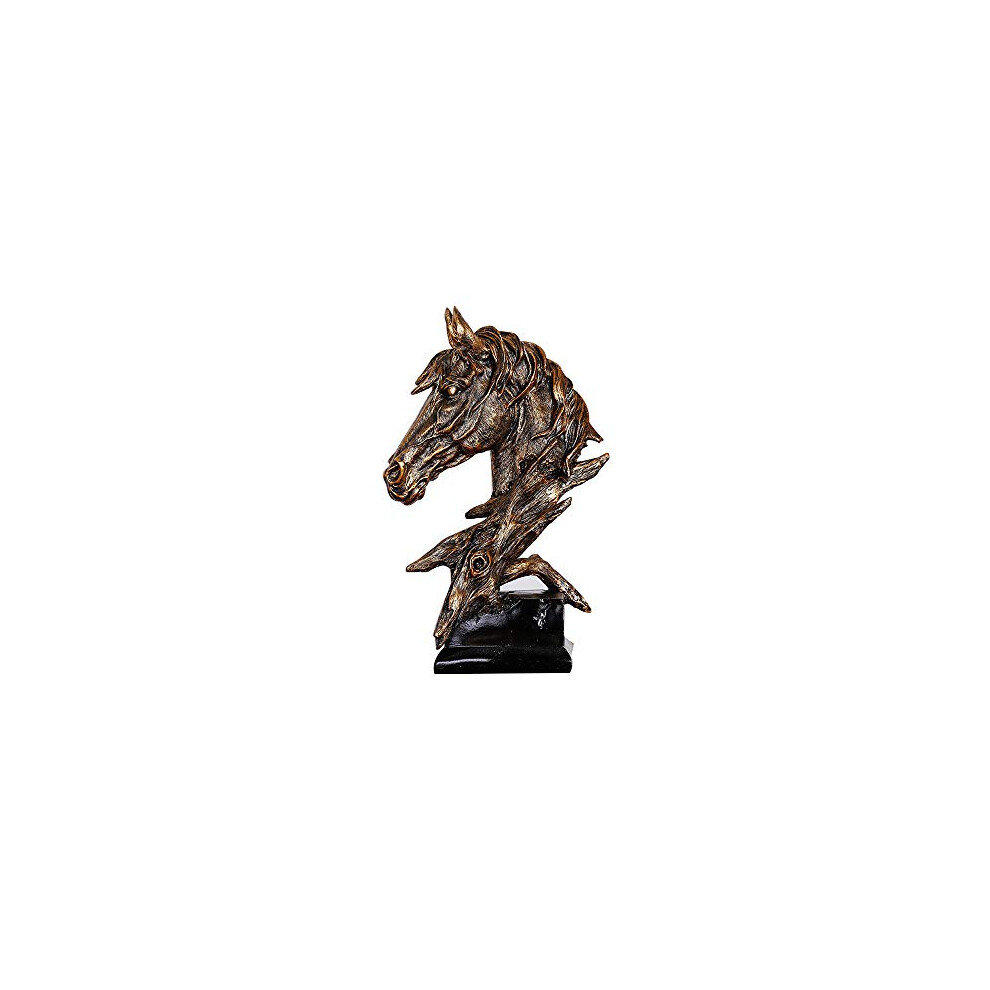 Horse Head Figurine Statue Home Decoration Resin Sculpture Home Figurine Gift Ornament for Living Room Desktop Office Study Room Bedroom Coffee Shop