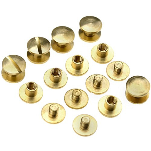 10 Sets 4 x 4.5mm Leather Craft Flat Belt Screw Brass Solid Rivets Stud Head