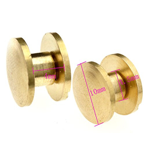 10 Sets 4 x 4.5mm Leather Craft Flat Belt Screw Brass Solid Rivets Stud Head 2