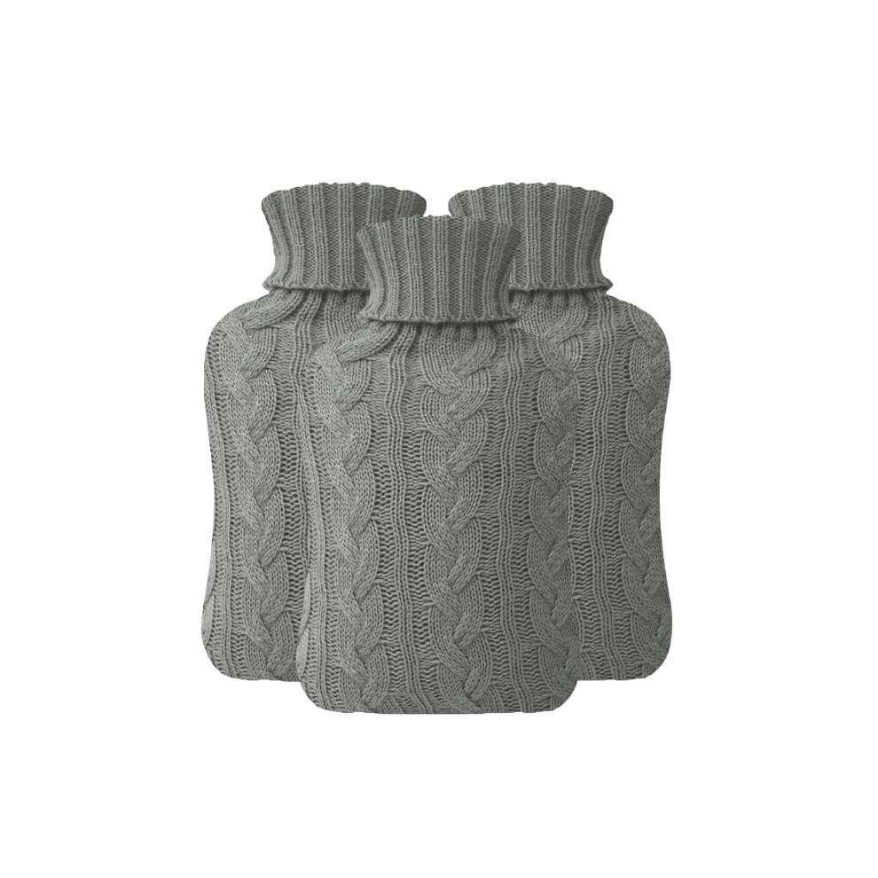 Glamza Pack Of 3 2L Hot Water Bottle With Cover Uk - Natural Rubber 2 Litre Hot Water Bottle - Perfect Hot Water Bag For Pain Relief, Hand Feet Warmer And