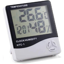 JIAQI Digital Indoor Hygrometer & Thermometer with Large LCD – Temperature, Humidity, Clock, Alarm, Max/Min Memory, 10s Refresh, 1C / 5% RH