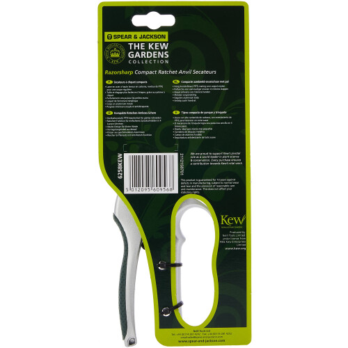 Spear & Jackson 6258KEW Kew Gardens Compact Ratchet Anvil Secateurs - Silver 1