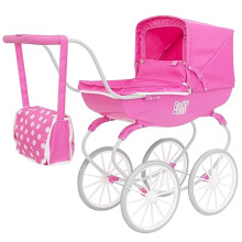 Carriage Pram | Traditional Style Carriage Dolls Pram | Premium English Traditional Carriage Pushchair | Push Along Pram With White Wheels & Matching