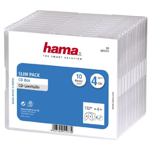 Hama CAIXAS DE CD HAMA 'SLIM-PACK' 4 POR 10