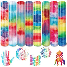Watercolor Heat Transfer-Vinyl-Iron-on Sheet - 8 Sheets Color 12x10 Inch Watercolor Rainbow Multicolor HTV DIY T-Shirts, Hats, Clothing…