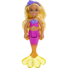 Barbie Dreamtopia Chelsea Zeemeermin Pop met Golvend Blond Haar & Ombre Staart, Tiara Accessoire, Buigbare Pop