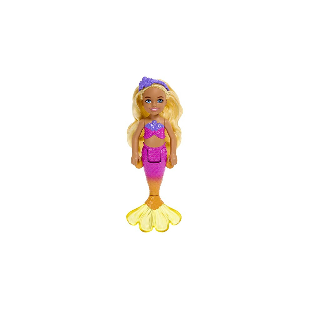 Mermaid Chelsea Doll with Wavy Blond Hair and Ombre Tail, Mermaid Toys, Headband Accessory