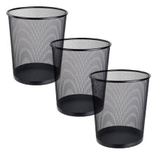 3 Pack Mesh Waste Paper Bin 12 Litres Metal Waste Basket Small Trash Can Rubbish Bin for Bedrooms Bathrooms Office Home Kitchens Supplies, 24 X 26cm