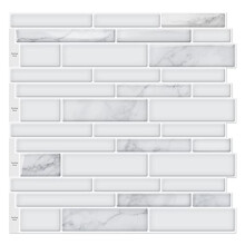 Art3d 10-Sheet Premium Stick On Kitchen Backsplash Tiles 12""""x12"""" Peel and Stick Self Adhesive Wall Tiles White Marble Design