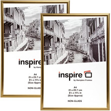 BACKLOADER A4 (21x29.7cm) Gold Picture Poster Photo Certificate Display Frame - 2 PACK Acrylic (Non-Glass) Front A4MARGLD-2PK