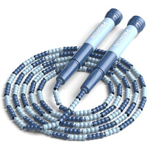 Soft Beaded Skipping Rope,tangle free,jump rope for kids,2.8M adjustable length, blue,for beginners students