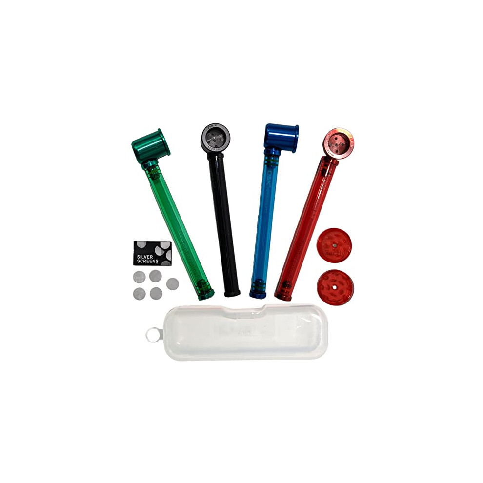 – 1 Pcs Metal & Borosilicate Glass 14 cm Mini Smoking Pipe Hookah + Crusher + Mesh, Clear Assorted Colors, Dismantleable Detachable & Easy to Clean