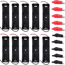 10 pcs 18650 Battery Holder,3.7V Battery Holder case, Plastic Battery Holder,with Wire Leads Battery Holder,(Black)+10 pcs Metal