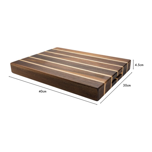 Grunwerg Rockingham Forest WB-54030CR Extra Thick Multi-Wood Rectangular Chopping Board, Carbonized Acacia & Rubber 1